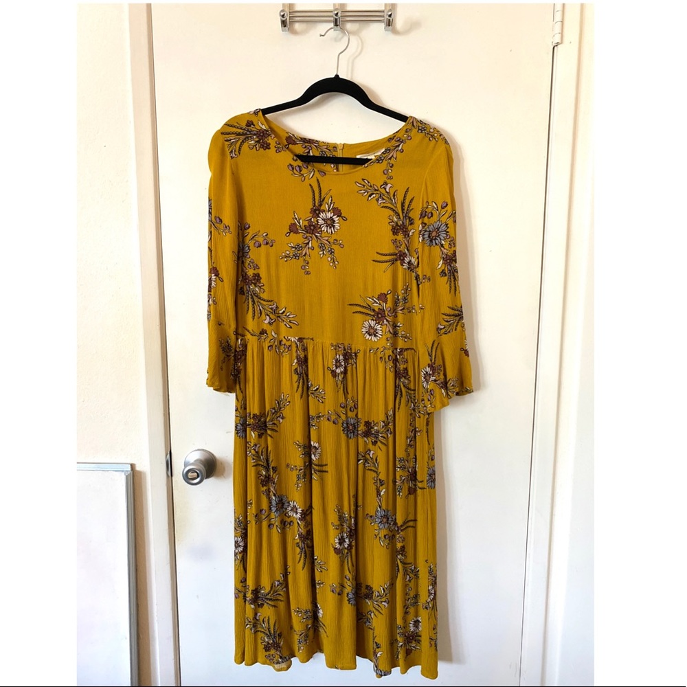 Le Lis Mustard Floral Midi dress